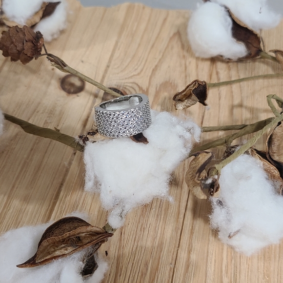 🤍🩶NEW🤍🩶GORGEOUS!! Tiny CZ'S Silver Plated Band Ring - Picture 11 of 14